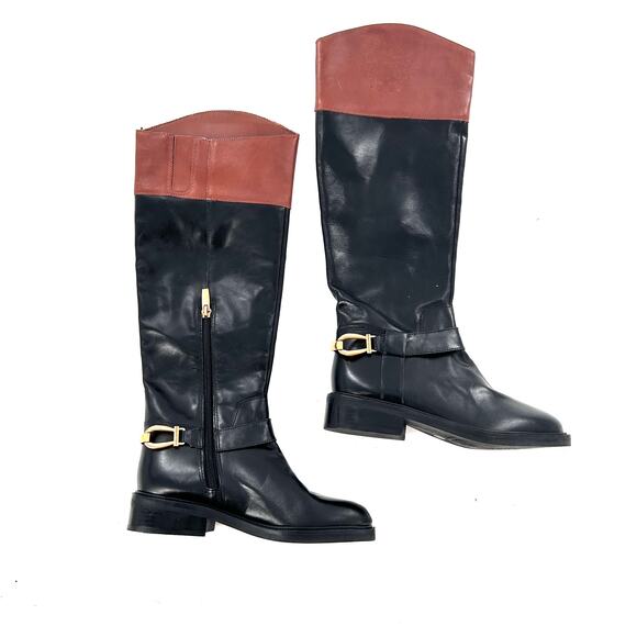 Elegant Black and Brown Women's Riding Boots - Picture 6 of 9
